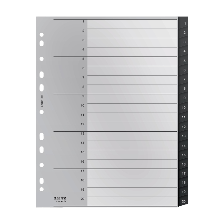 Tabblad leitz recycle a4 1-20 extra breed pp(12110000) - 0
