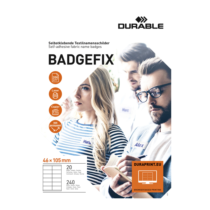 Naambadge etiket durable 8363 badgefix 46x105mm zk(8363-02) - 0