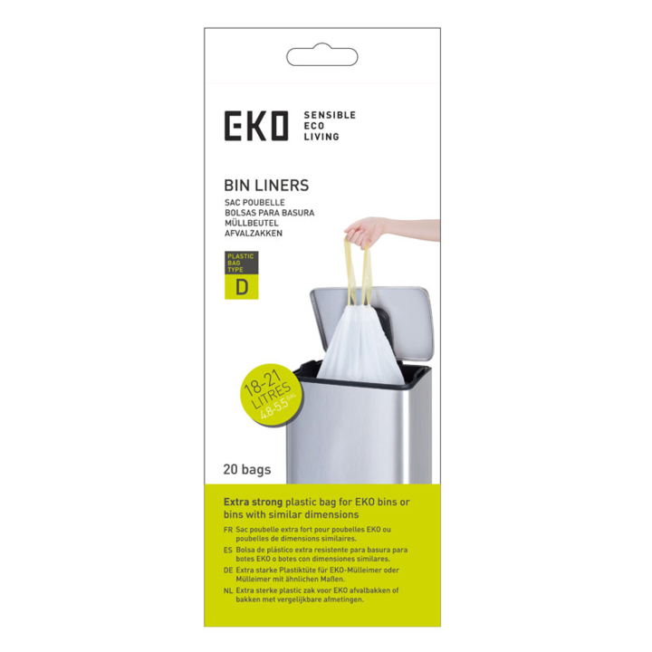 EKO | Pedaalemmerzak | 55x55cm | 18-21 Liter | Trekband | Wit | VB 337047 (24 rollen x 20 zakken) - 0