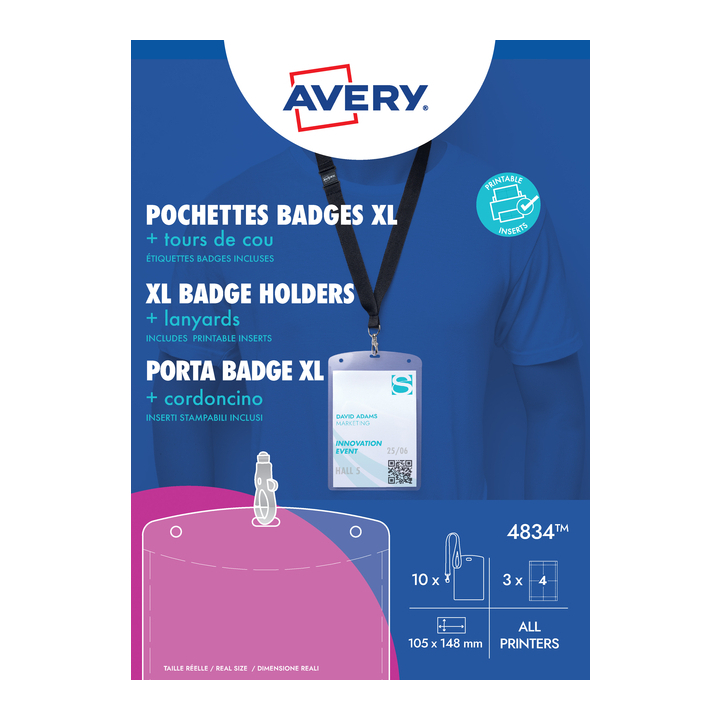 Badge avery 4834 a6 + insteekkaarten + lanyard(4834) - 0