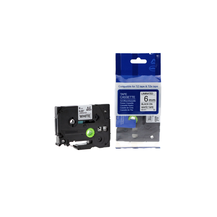 Compatible Lettertape brother p-touch tz211 6mm zwart/wit - 0