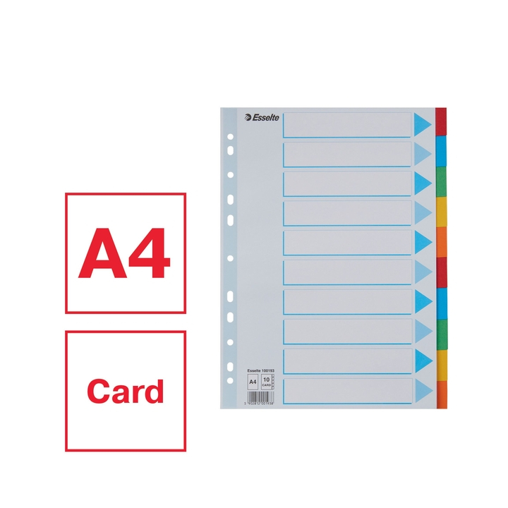Tabbladen esselte a4 11r karton 10dlg(100193) - 2