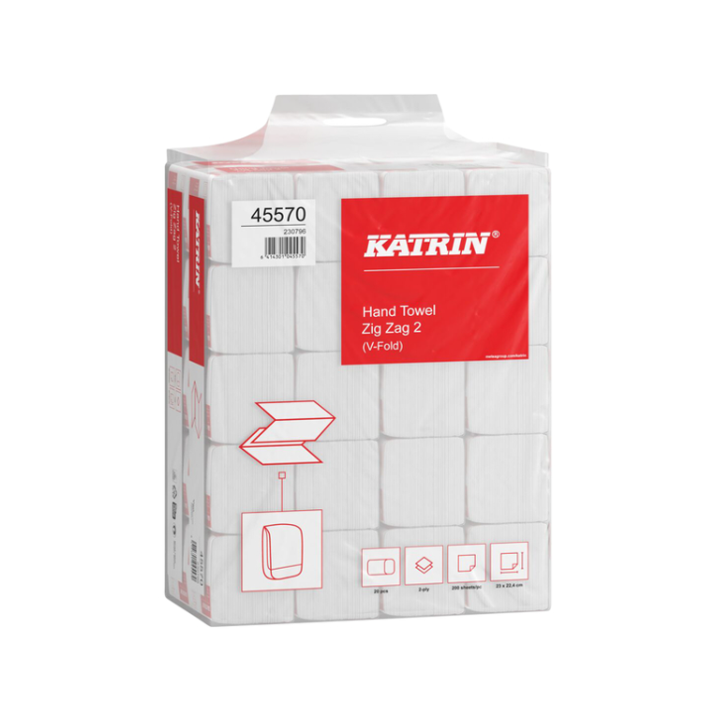 Katrin | Papieren Handdoekjes | 23x22.4cm | 2-Laags | Wit | 45570 (4.000 stuks) - 1