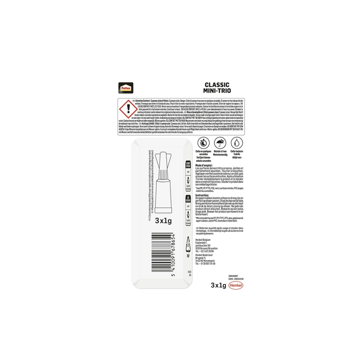 Secondelijm Pattex mini trio 1gr - 1