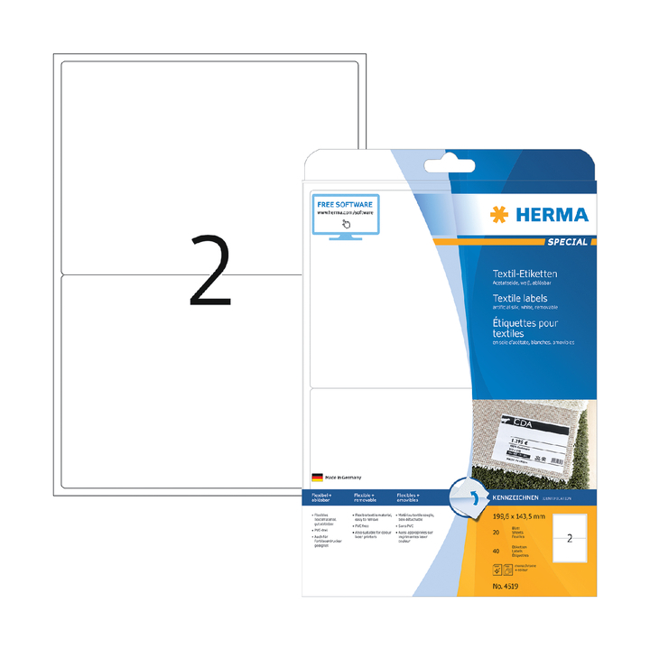 Naambadge etiket herma 4519 199.6x143.5mm wit(4519) - 0