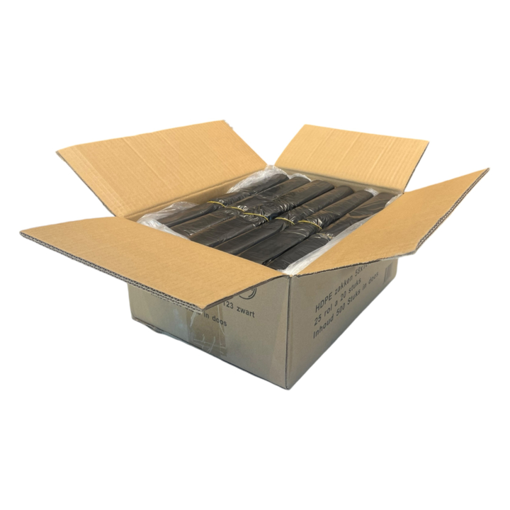 Vuilniszak | HDPE | 58x100cm | 70 Liter | T23 | Zwart (25 rollen x 20 zakken)  - 1