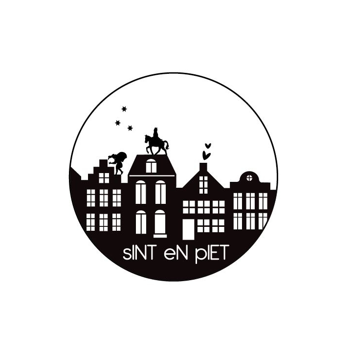 Etiketten "Sint en Piet" zwart/wit 30mm Rol/500st - 0