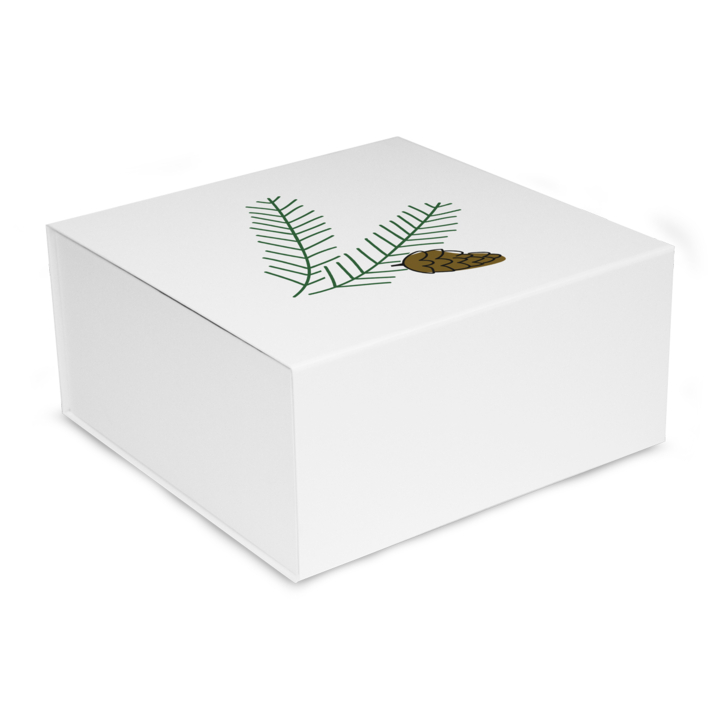Luxe kerstmagneetdoos , Pine, 35x25x10cm, wit (25 stuks) - 0