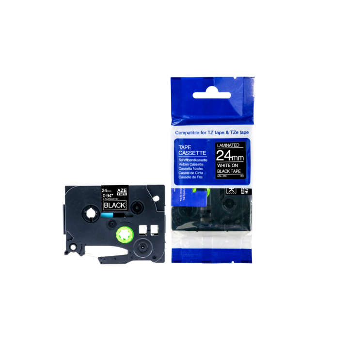 Compatible Lettertape brother TZE-355 24mm wit op zwart - 0