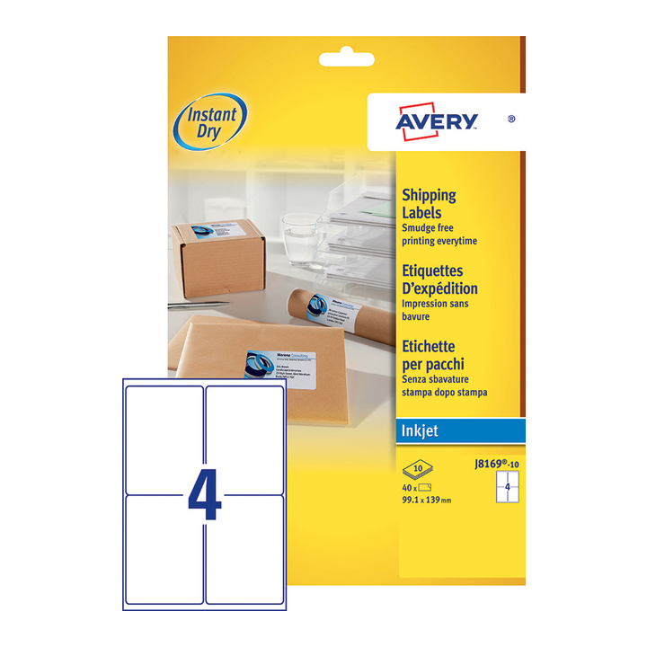 Etiket avery j8169-10 99.1x139mm 40st - 0