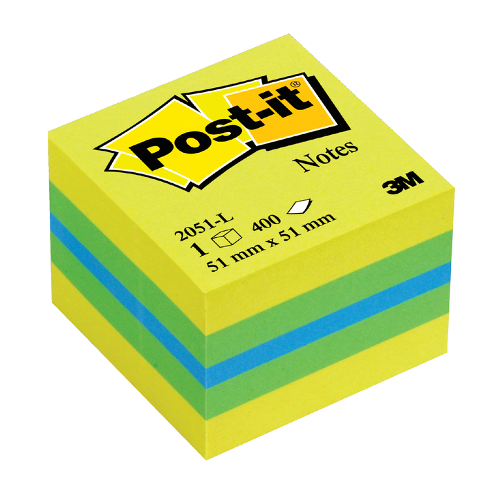 Memoblok 3m post-it minikubus 2051l 51x51mm lemon - 0
