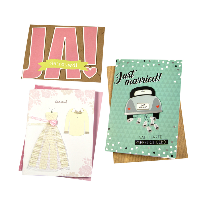 Paperclip, navulset wenskaarten, huwelijk (6 stuks) - 0
