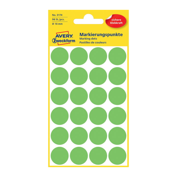 Etiket avery zweck 3174 18mm lichtgroen - 0