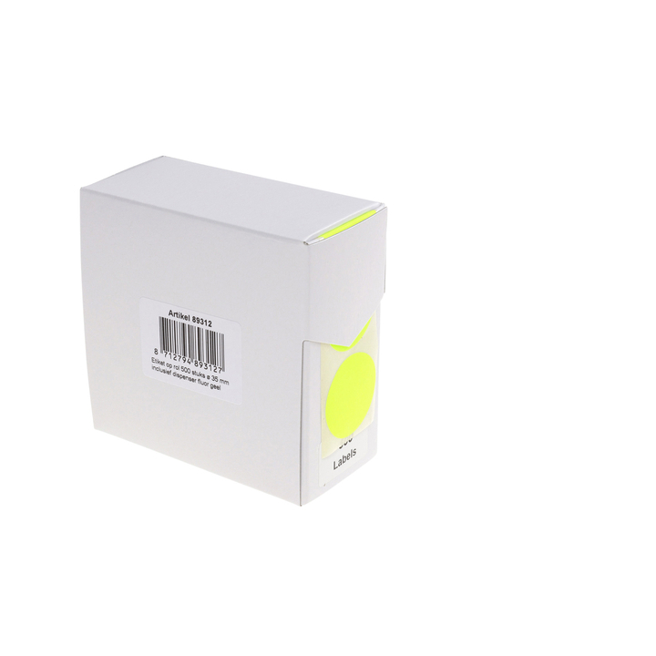 Etiket rillprint 35mm 500st op rol fluor geel(89312) - 0