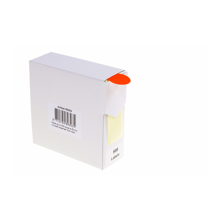 Etiket rillprint 25mm 500st op rol fluor rood(89303) - 1