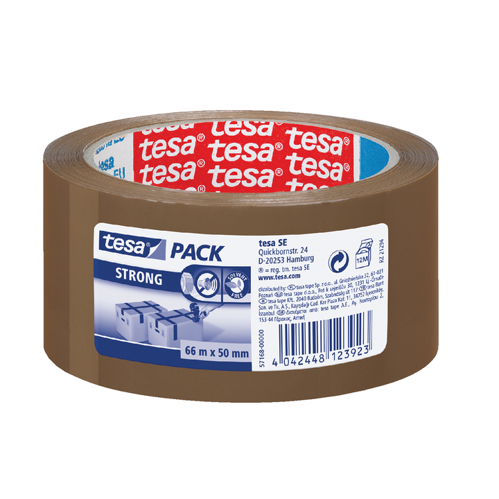 Verpakkingstape tesa 57168 pp 50mmx66m ln bruin - 0