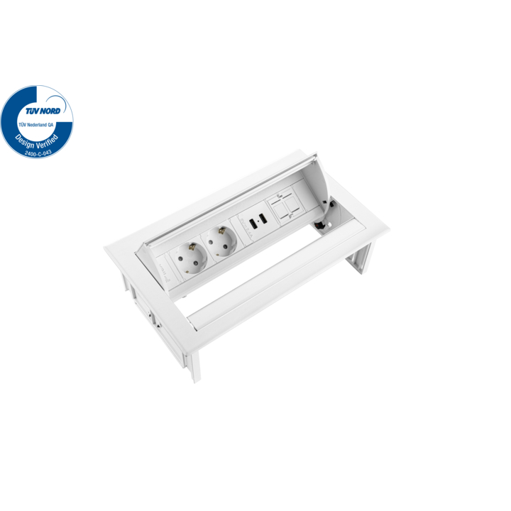 Filex, Power Desk In, 2x 230V, 2x USB, 1x keystone, wit - 0