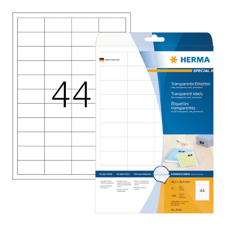 Etiket herma 4680 48.3x25.4mm a4 folie 1100st tr(4680) - 0