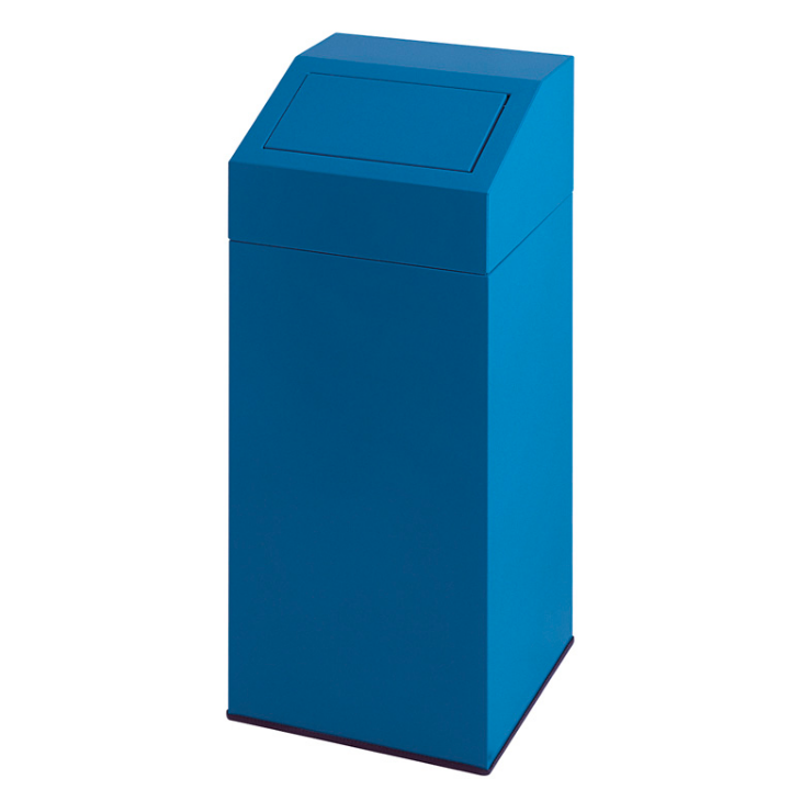 Metalen afvalbak met pushdeksel, 45 liter, blauw, VB 221233 - 0