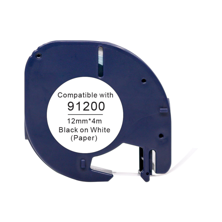 Lettertape compatible Dymo 91200 letratag 12mmx4m papier wit - 0