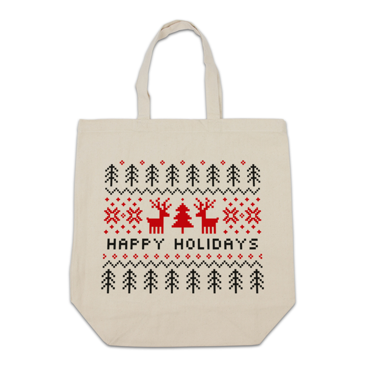 Kerst canvas tote bag , Ugly sweater 42x44+2x7cm ecru (100) - 0
