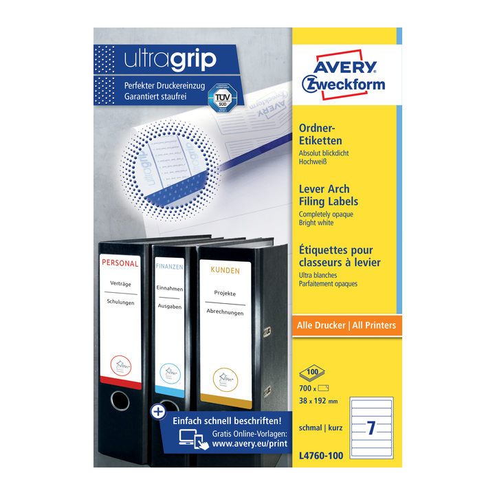 Rugetiket avery l4760-100 192x38mm 700st - 0
