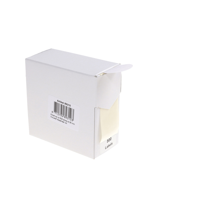 Etiket rillprint 35mm 500st op rol wit(89310) - 0