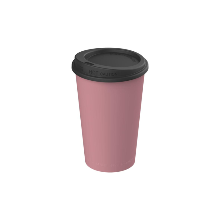 Kunststof beker to go, 300ml, lila met zwart deksel - 0