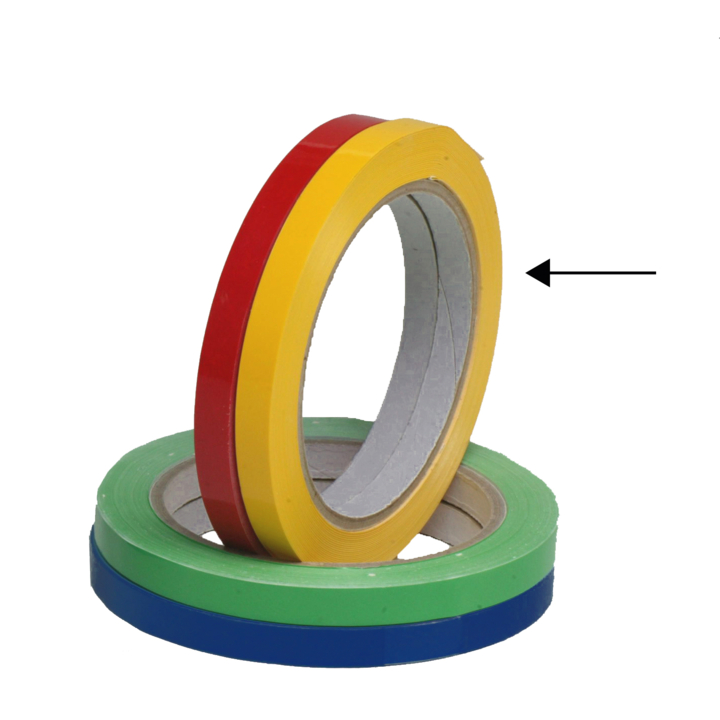 Tape voor zakkensluiter, PVC, 9mm x 66m, geel (16 rol) - 0