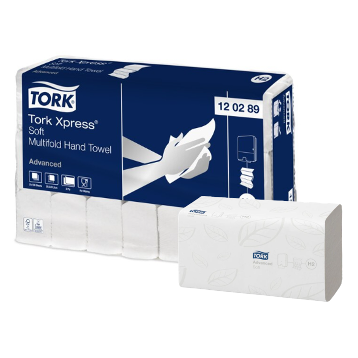 Tork Advanced | Interfold Papieren Handdoekjes | 25,5x21,2cm | 2-Laags | H2 | Wit | 120289 (3.780 stuks) - 0
