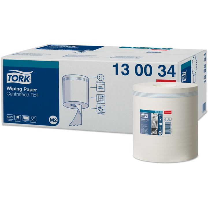 Tork Premium | Midi Poetsrol | 165 Meter | 1-Laags | Cellulose | M2 | Wit | 130034 (6 stuks) - 0