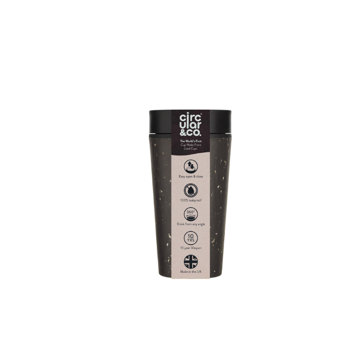 Circular&Co, herbruikbare beker, 12oz,340ml, zwart, zwart - 0
