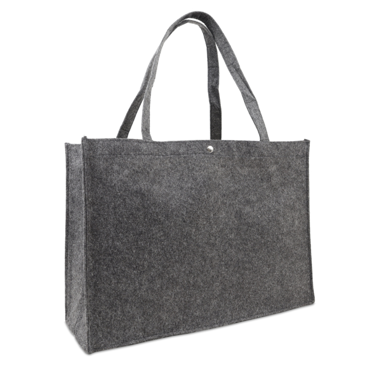 Draagtas, 45+15x33cm, vilt met drukknoop, d.grijs (50 stuks) - 0