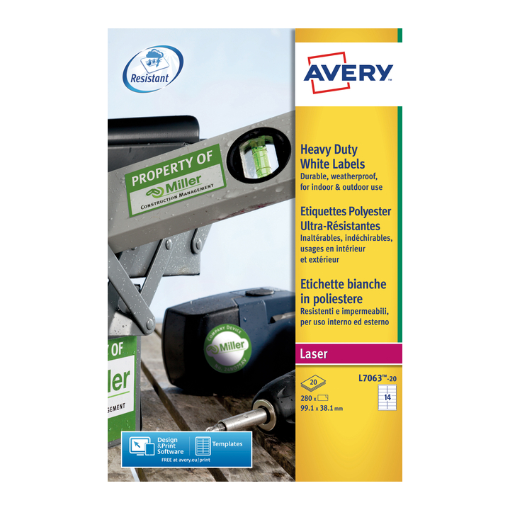 Etiket avery l7063 99.1x38.1mm 280st wit(l7063-20) - 0