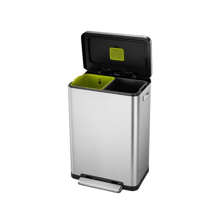 X-Cube Recycling | Pedaalemmer | 2x20 Liter | Mat RVS | VB 936840 - 0