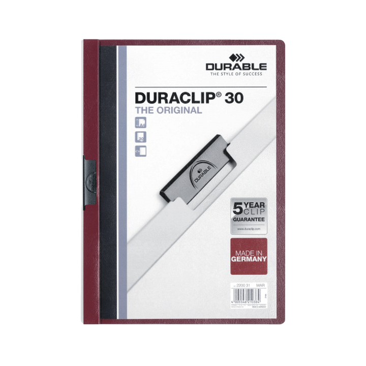 Klemmap durable 2200 a4 pl/tr 3mm aubergine - 0