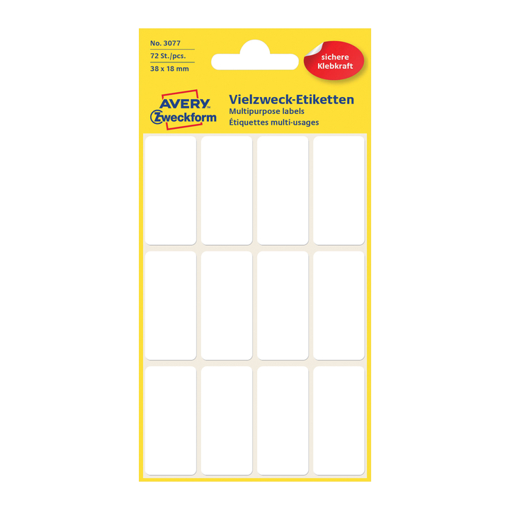 Etiket avery zweck 3077 38x18mm 72st - 0