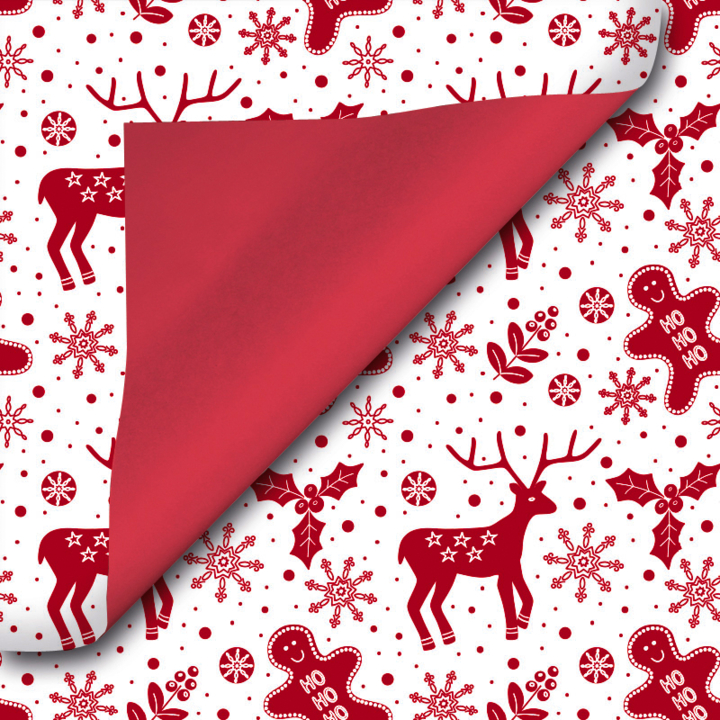 Cadeaupapier Kerst, 50cm x 200 meter, D091, rood - 0