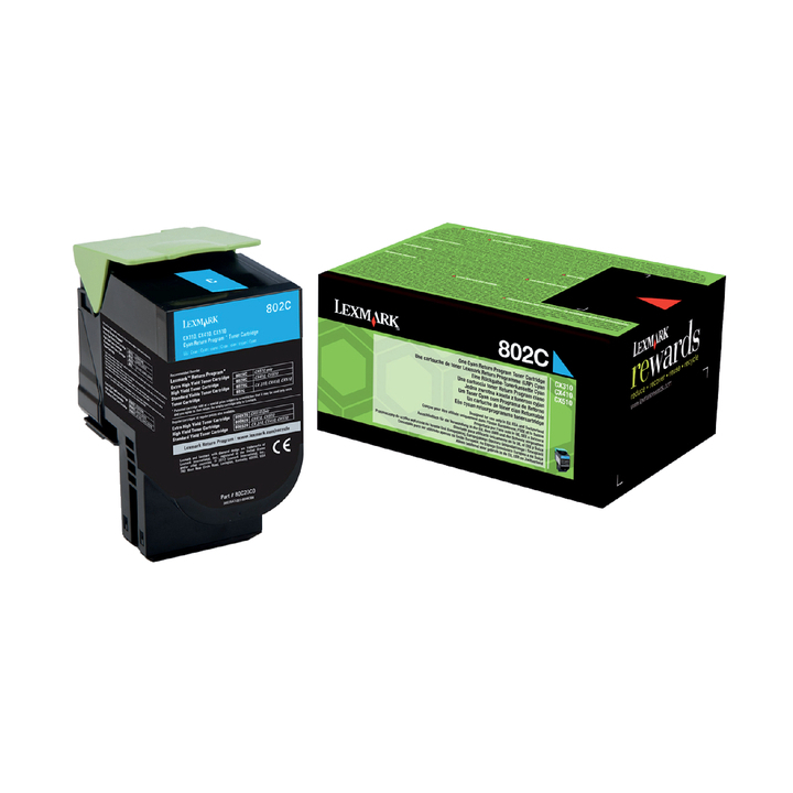 Tonercartridge lexmark 80c20c0 802c 1k blauw(80c20c0) - 0
