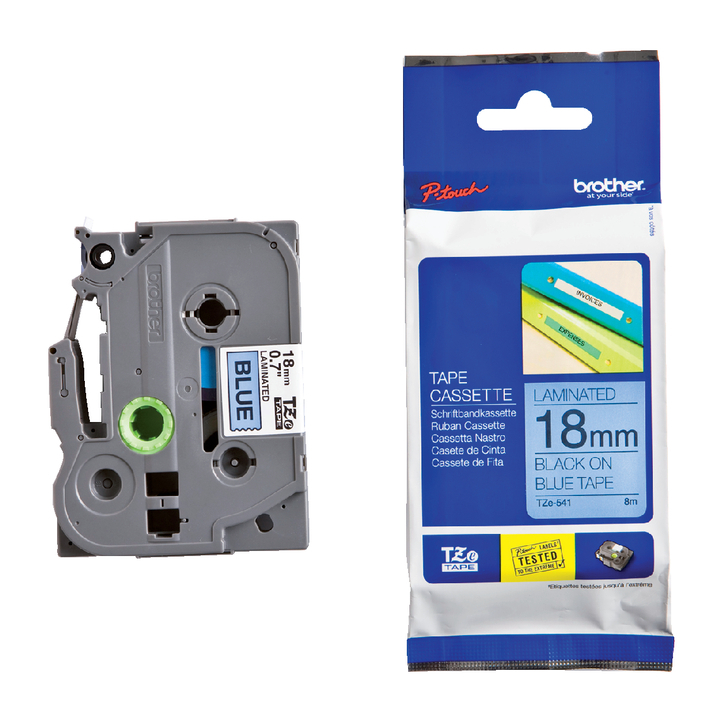 Lettertape brother p-touch tz541 18mm blauw/zw - 0