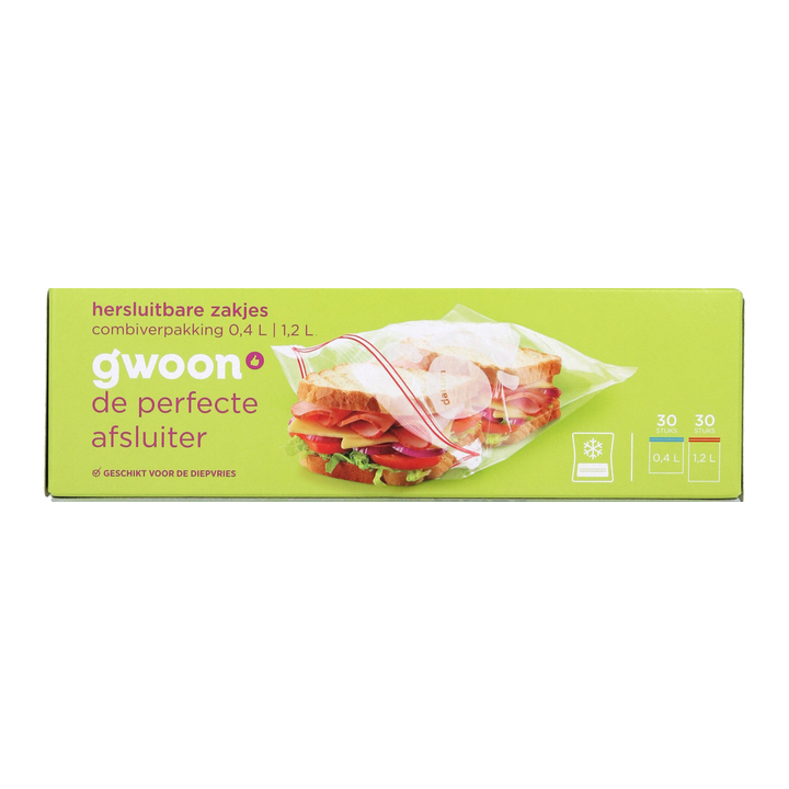 Hersluitbare zak G'woon | 30 x 0.4L en 30 x 1.2L (3231283) - 0