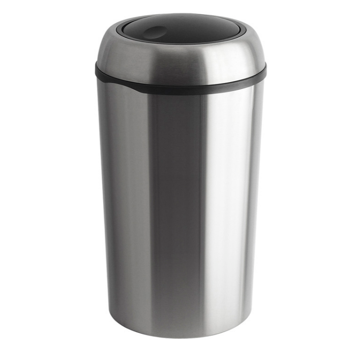 Ronde afvalbak met swingdeksel, 75 liter, RVS, VB 404515 - 0