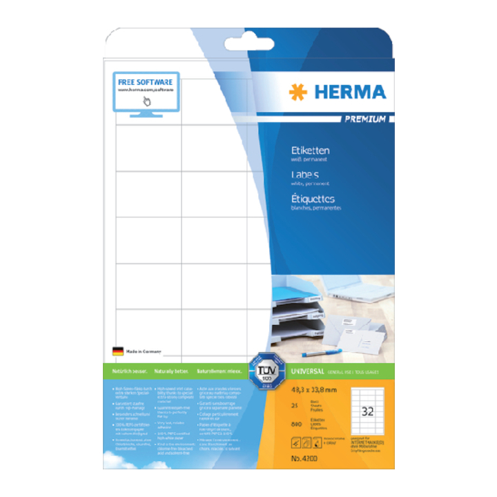 Etiket herma superprint 4200 48.3x33.8mm 800st - 0