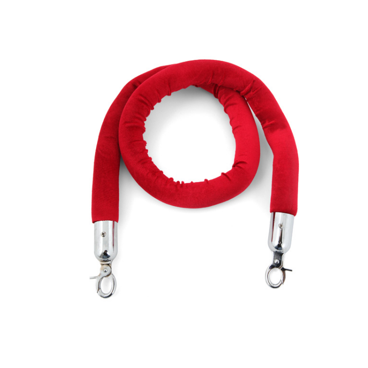 Koord van velours met sluithaken, rood/verchroomd, VB 944135 - 0