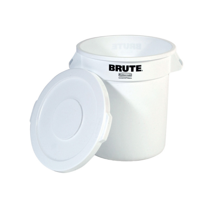 Rubbermaid Brute, ronde afvalbak, 38 liter, wit, VB 002610 - 1