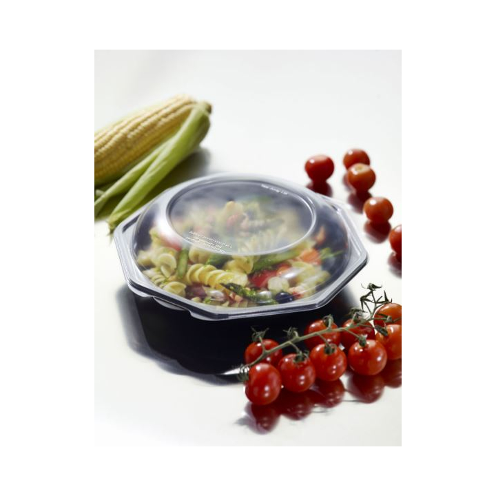 Duni Octabowl®, 1050 cc, zwart met transparant deksel, 149866 (170 stuks) - 1