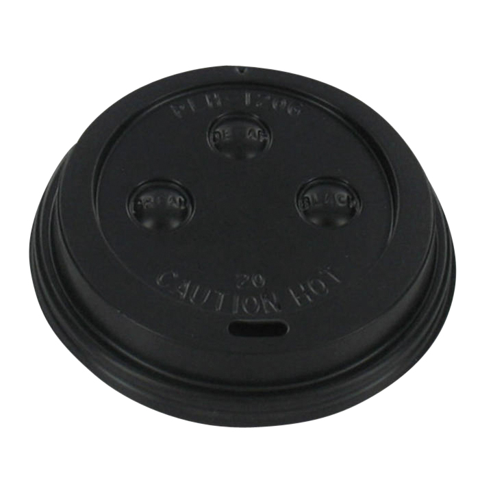 Deksel voor drinkbeker met drinkgat, 70mm, zwart (50 stuks) - 0