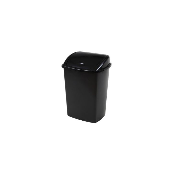 Afvalbak met swingdeksel, 8 liter, zwart, VB 018402 - 0