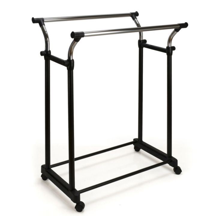 Mobiel Kledingrek Dubbel | Zwart/Chroom | VB 759527 - 0