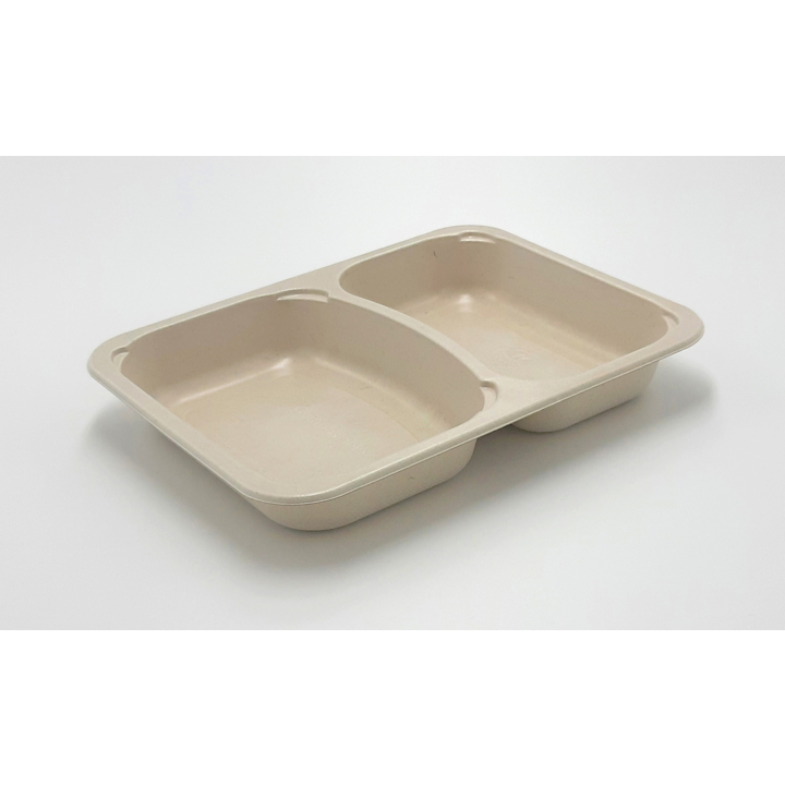 Menuschaal 2 vaks, suikerriet, 227x178x32mm (300 stuks) - 1